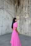 Berra Karpuz Kol Midi Elbise 2249 Pembe