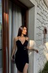 Broş Detay Mini Elbise 581756 Siyah