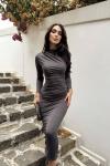 Büzgülü Maxi Elbise 3046 Antrasit