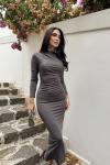 Büzgülü Maxi Elbise 3046 Antrasit