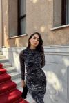 Büzgülü Maxi Tül Elbise 3079 Siyah