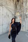 Camelia Tek Kol Saten Abiye 582922 Siyah