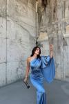 Camelia Tek Kol Saten Abiye 582922 İndigo
