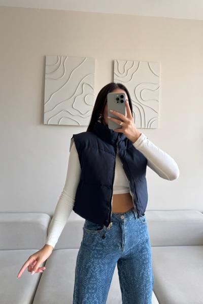 Çift Taraflı Şişme Yelek 9074 Lacivert