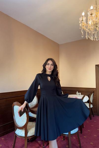 Damla Detay Elbise F4 Siyah