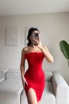 Darell Otriş Detay Elbise 582408 Kırmızı