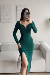 Darya Göğüs Dekolteli Kalem Elbise 582290 Zümrüt