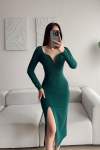 Darya Göğüs Dekolteli Kalem Elbise 582290 Zümrüt