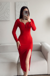 Darya Göğüs Dekolteli Kalem Elbise 582290 Kırmızı