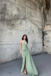 Diva Kuyruklu Yırtmaçlı Abiye 582475 A6x Mint Yeşili
