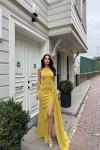 Diva Kuyruklu Yırtmaçlı Abiye 582475 A6x Yağ Yeşili