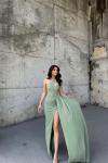 Diva Kuyruklu Yırtmaçlı Abiye 582475 A6x Mint Yeşili