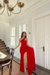 Diva Kuyruklu Yırtmaçlı Abiye 582475 A6x Kırmızı