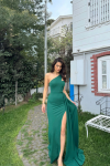 Diva Kuyruklu Yırtmaçlı Abiye 582475 A6x Zümrüt