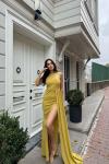 Diva Kuyruklu Yırtmaçlı Abiye 582475 A6x Yağ Yeşili