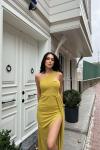Diva Kuyruklu Yırtmaçlı Abiye 582475 A6x Yağ Yeşili