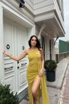 Diva Kuyruklu Yırtmaçlı Abiye 582475 A6x Yağ Yeşili