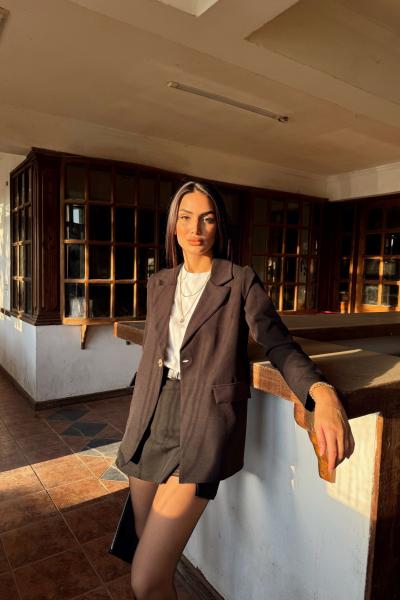 Dökümlü Slim Fit Kruvaze Blazer Ceket 3236 Siyah