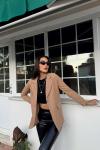 Dökümlü Slim Fit Kruvaze Blazer Ceket 3236 Taba
