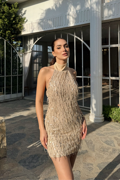 Elysia Tasarım Mini Elbise 583229 Gold