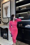 Enora Kemer Detay Kalem Elbise 582382 Fuşya