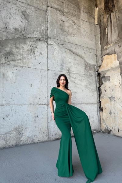 Ewo Kuyruklu Tek Omuz Abiye 582108 Zümrüt