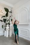 Fiona Tek Kol Drapeli Saten Abiye 582856 Zümrüt