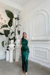 Fiona Tek Kol Drapeli Saten Abiye 582856 Zümrüt