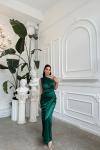 Fiona Tek Kol Drapeli Saten Abiye 582856 Zümrüt