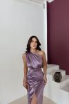 Fiona Tek Kol Drapeli Saten Abiye 582856 Lila