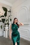 Fiona Tek Kol Drapeli Saten Abiye 582856 Zümrüt