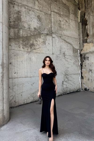 Francis Gloplu Yırtmaç Detay Abiye 2159 Siyah