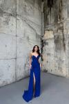 Fulya Straplez Yırtmaçlı Abiye 582467 B2x Saks Mavisi