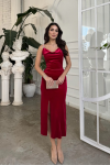 Haven Zincir Detaylı Midi Boy Elbise 9333 Kırmızı