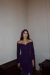Jade Kayık Yaka Simli Balık Abiye 583032 Mürdüm