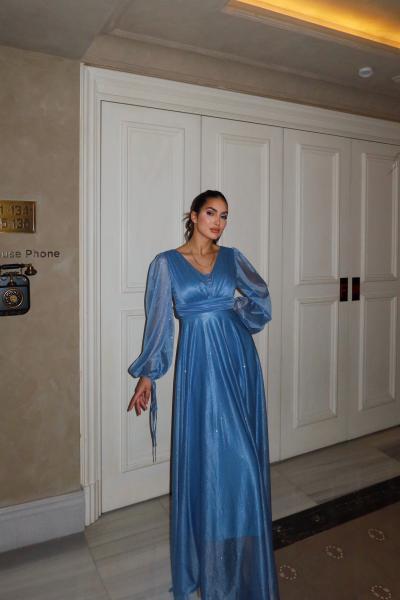 Jasira Simli Tül Abiye 583106 Bebe Mavisi