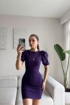 Joanne Karpuz Kol Mini Elbise 582540 Mürdüm