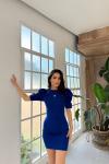 Joanne Karpuz Kol Mini Elbise 582540 Saks Mavisi