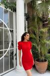 Joanne Karpuz Kol Mini Elbise 582540 Kırmızı