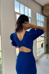 Joanne Karpuz Kol Mini Elbise 582540 Saks Mavisi