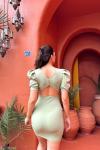 Joanne Karpuz Kol Mini Elbise 582540 Mint Yeşili