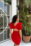 Joanne Karpuz Kol Mini Elbise 582540 Kırmızı