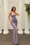Jules Straplez Yırtmaçlı Payet Abiye 583164 Lila