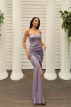 Jules Straplez Yırtmaçlı Payet Abiye 583164 Lila