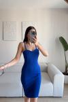 Kalın Askılı Kalem Elbise 581812 C22 Saks Mavisi