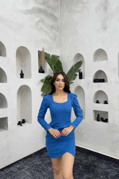 Kalp Yaka Atlas Elbise 3030 Bebe Mavisi