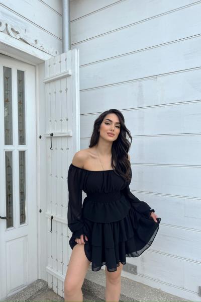 Kat Kat Şifon Elbise 2831 D1x R Siyah