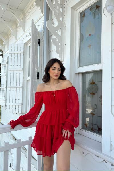 Kat Kat Şifon Elbise 2831 D1x R Kırmızı