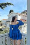 Kat Kat Şifon Elbise 2831 D1-x R Saks Mavisi