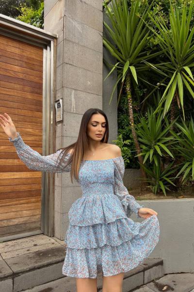 Kat Kat Volanlı Şifon Elbise 2831 C20x Bebe Mavisi